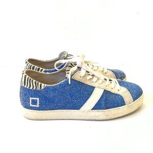 D.A.T.E. DATE Line Low Top Sneakers Tennis Shoes Womens 8 Blue Sparkle Glitter